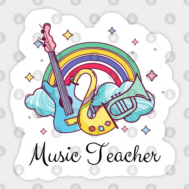 Music Teacher Cute boho Rainbow Sticker by JustBeSatisfied